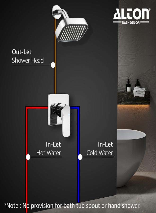 ALTON ARA19042, Brass, Single Lever Concealed Shower System with 2 Inlets and 1 Outlet | Bathroom Shower Taps | Silver - Image 3
